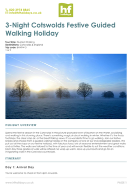 3-Night Cotswolds Festive Guided Walking Holiday