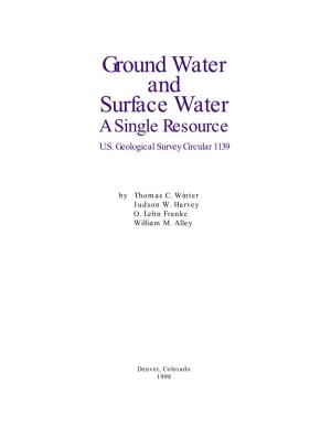 Ground Water and Surface Water: a Single Resource. US