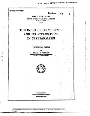 The Index of Coincidence and Its Applications In