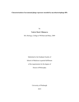 Characterization of an Unusual Phage Repressor Encoded by Mycobacteriophage Bps