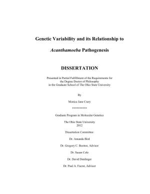 Genetic Variability and Its Relationship to Acanthamoeba