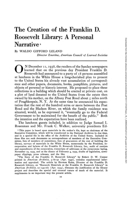 The Creation of the Franklin D. Roosevelt Library