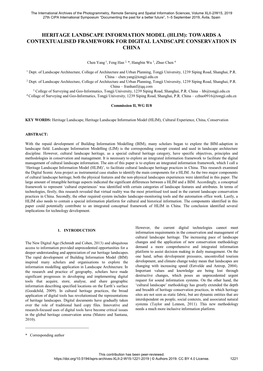 Heritage Landscape Information Model (Hlim): Towards a Contextualised Framework for Digital Landscape Conservation in China