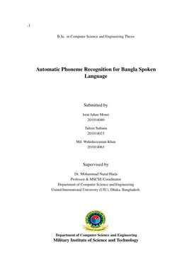 Automatic Phoneme Recognition for Bangla Spoken Language