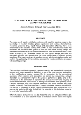 Scale-Up of Reactive Distillation Columns with Catalytic Packings