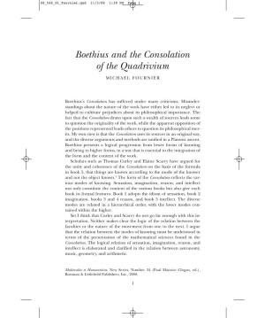 Boethius and the Consolation of the Quadrivium