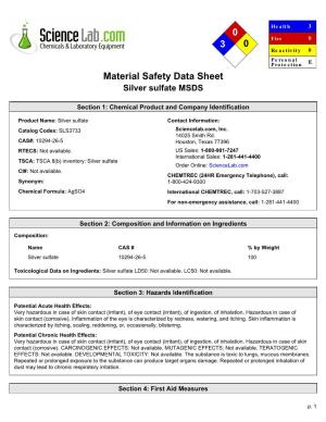 Material Safety Data Sheet Silver Sulfate MSDS