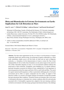 Implications for Life Detection on Mars
