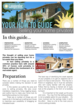 YOUR HOW to GUIDE Selling Your Home Privately in This Guide…