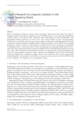 Current Research on Linguistic Variation in the Arabic-Speaking World