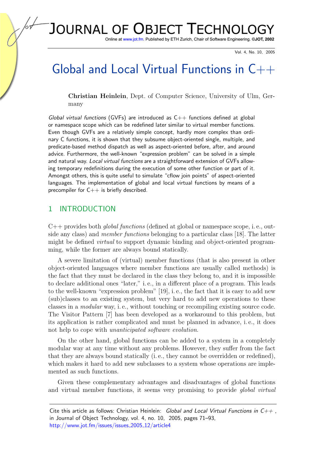 Global and Local Virtual Functions in C++