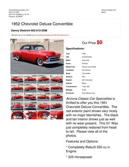 1952 Chevrolet Deluxe Convertible | Phoenix, AZ | Arizona Classic Car Sales