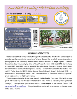NVHS May 2015 Newsletter (Pdf) Download