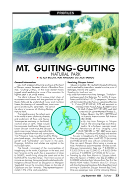 MT. GUITING-GUITING NATURAL PARK by JOJI BALCITA, PURI MATSUURA and JULIE BALOGO