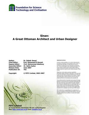 Sinan: a Great Ottoman Architect and Urban Designer