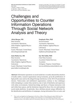 Challenges and Opportunities to Counter Information Operations Through Social Network Analysis and Theory