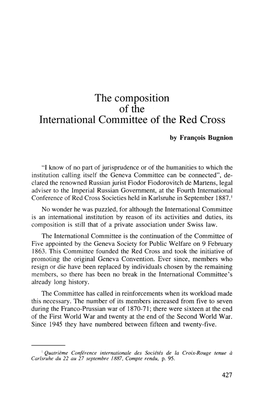 The Composition of the International Committee of the Red Cross