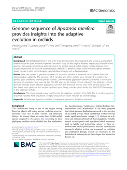 Genome Sequence of Apostasia Ramifera Provides Insights Into The