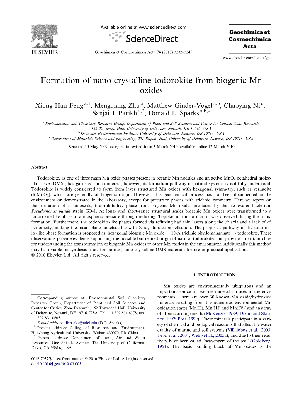 Formation of Nano-Crystalline Todorokite from Biogenic Mn Oxides