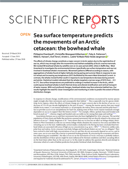 Sea Surface Temperature Predicts the Movements of an Arctic Cetacean: the Bowhead Whale