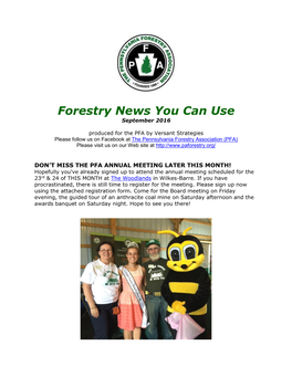 Forestry News You Can Use September 2016