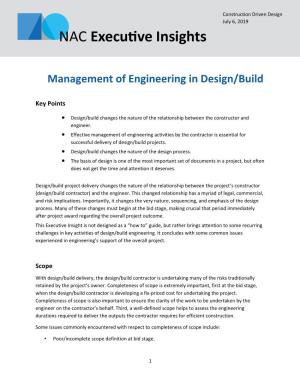 Management of Engineering in Design/Build
