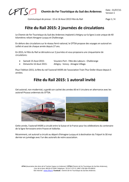 2 Journées De Circulations Fête Du Rail 2015: 1