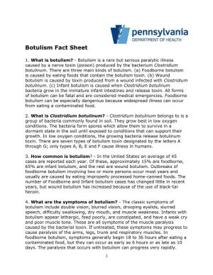 Botulism Fact Sheet