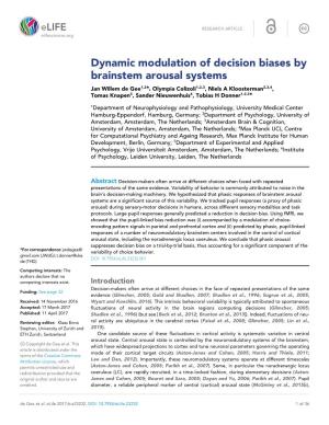 Dynamic Modulation of Decision Biases by Brainstem Arousal Systems