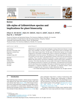 Life Styles of Colletotrichum Species and Implications for Plant Biosecurity