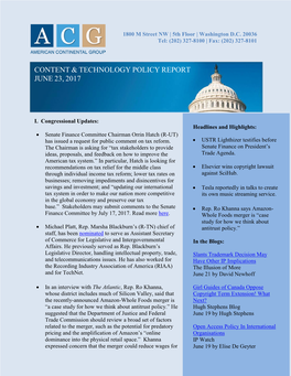 Content & Technology Policy Report June