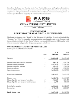 CHINA EVERBRIGHT LIMITED (Incorporated in Hong Kong with Limited Liability) (Stock Code: 165)