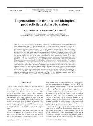 Regeneration of Nutrients and Biological Productivity in Antarctic Waters