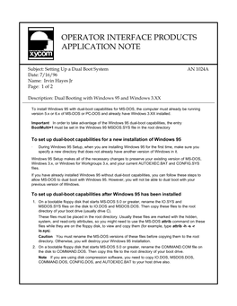 Operator Interface Products Application Note