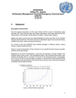 HONDURAS Sitrep N1– Aghata UN Disaster Management Team/UN Emergency Technical Team (UNETE) 31-05-10