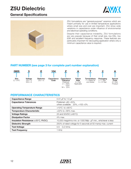 Z5U Dielectric General Specifications