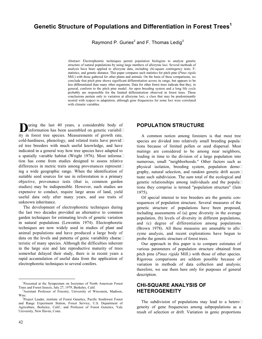 Genetic Structure of Populations and Differentiation in Forest Trees1