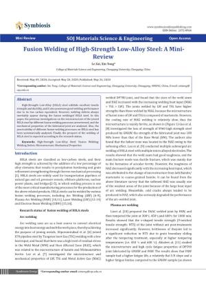 Fusionwelding of High-Strength Low-Alloy Steel