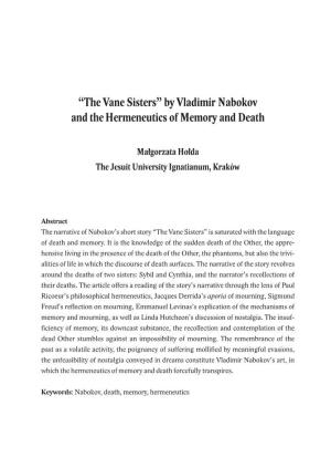 The Vane Sisters” by Vladimir Nabokov and the Hermeneutics of Memory and Death