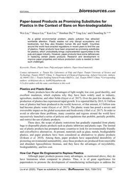 Paper-Based Products As Promising Substitutes for Plastics in the Context of Bans on Non-Biodegradables