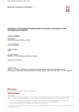 Comparison of Procedures for Determination of Acoustic Nonlinearity of Some Inhomogeneous Materials