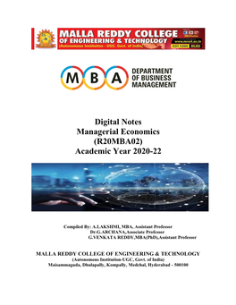 Managerial Economics (R20MBA02) Academic Year 2020-22