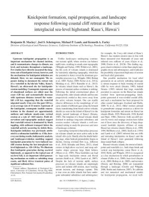 Knickpoint Formation, Rapid Propagation, and Landscape Response Following Coastal Cliff Retreat at the Last Interglacial Sea-Level Highstand: Kaua‘I, Hawai‘I