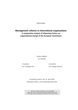 A Comparative Analysis of Influencing Factors on Organizational Change of the European Commission
