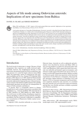 Aspects of Life Mode Among Ordovician Asteroids: Implications of New Specimens from Baltica