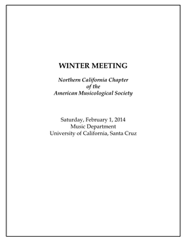 Norcal Chapter Winter Meeting 2014
