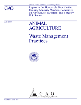 ANIMAL AGRICULTURE: Waste Management Practices GAO/RCED-99-205