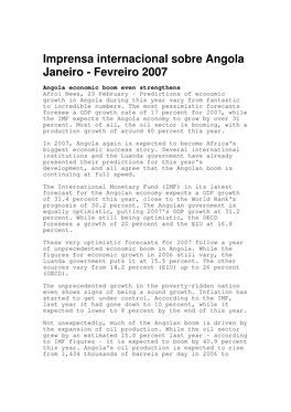 Angola Janeiro - Fevreiro 2007