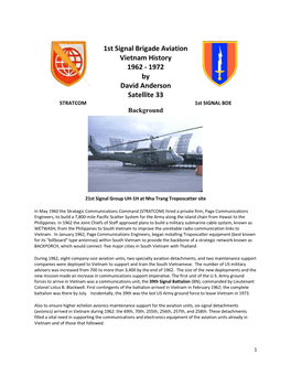 1St Signal Brigade Aviation Vietnam History 1962 - 1972 by David Anderson Satellite 33 STRATCOM 1St SIGNAL BDE Background