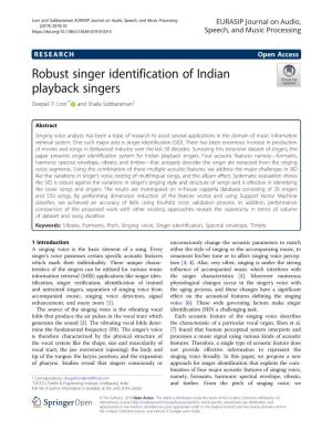 Robust Singer Identification of Indian Playback Singers Deepali Y